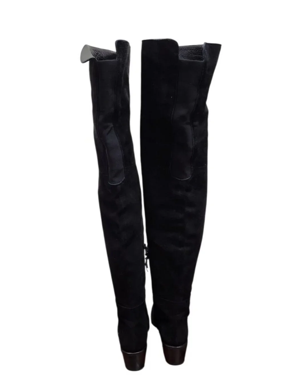 Stuart Weitzman 5.5 M Black Suede Over The Knee Boots Low Heel Tall Zip OTK